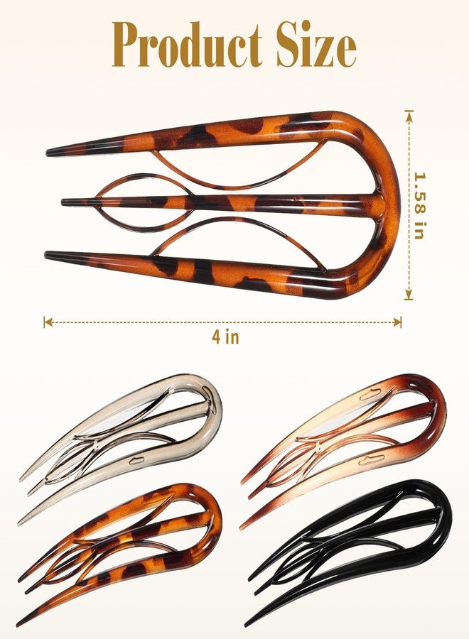 Clofiak 4 Pcs Hairpins Hair for Women Thin Hair, French Twist Hair Pin for Plastic Large French Hair Pin with 3 Inner Teeth Design for Women - Image 2